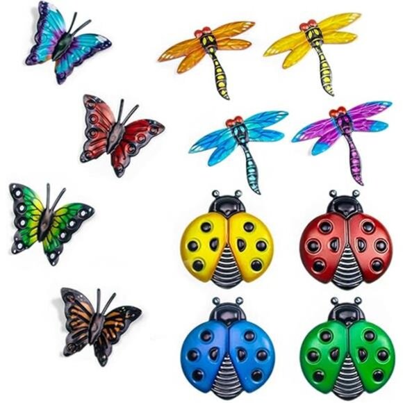Metal Butterfly Wall Decor, 4 Butterflies and 4 Dragonfly, 4 Ladybugs Wall Decor - Picture 7 of 7